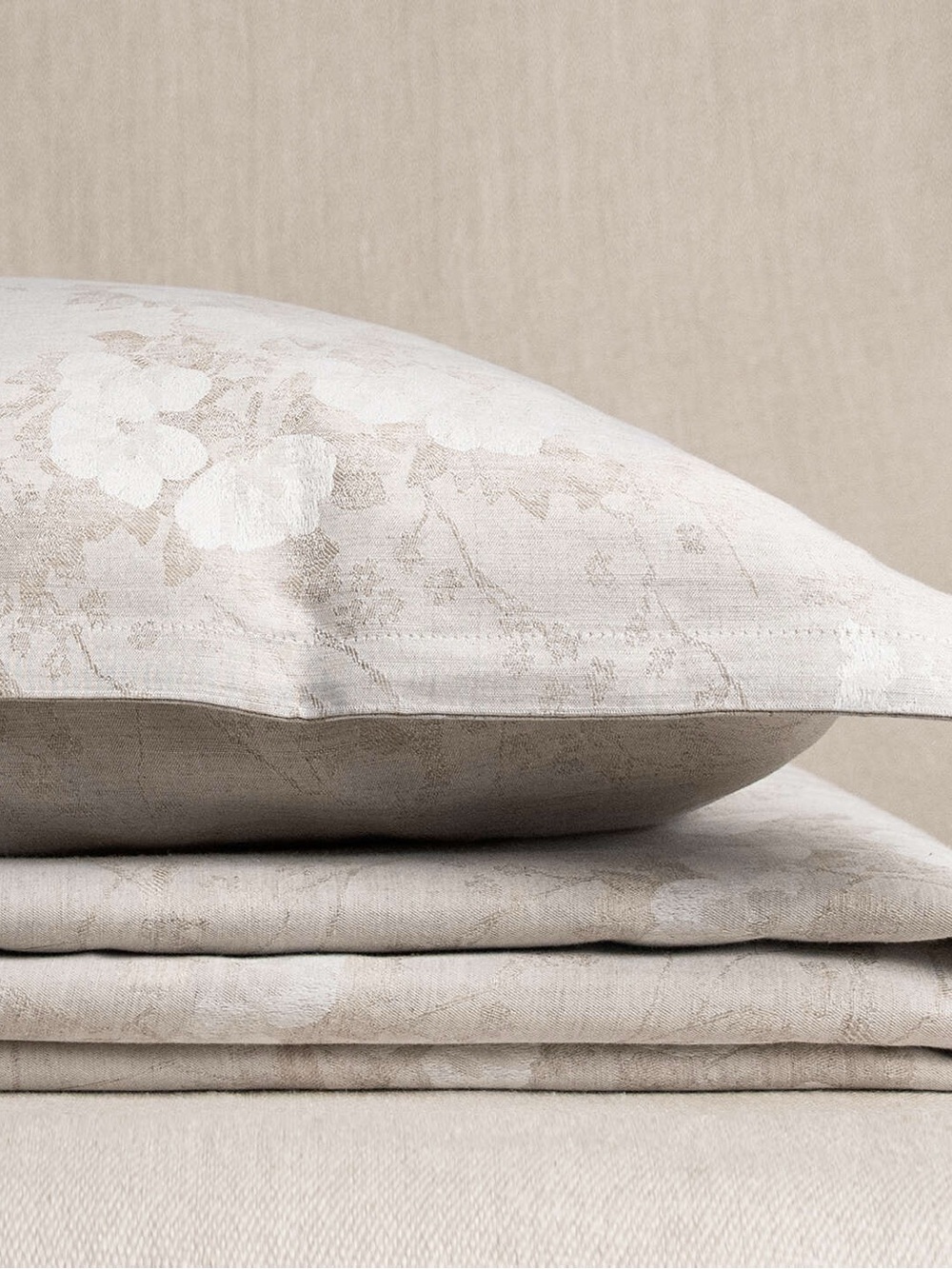 Kevin O'Brien Cream Floral Jacquard Duvet Cover Set